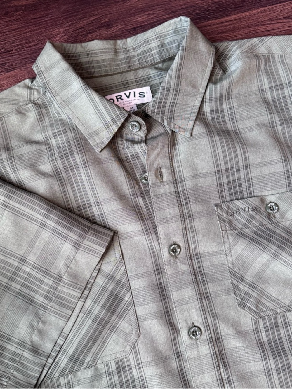 Orvis Men’s Shirt Classic Collection Green Plaid L Short Sleeve Button Casual